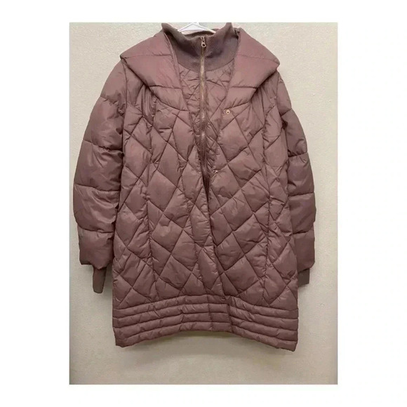 🆕Jessica Simpson Dusty Pink Quilted Puffer Long Coat M🆕 - Picture 7 of 16